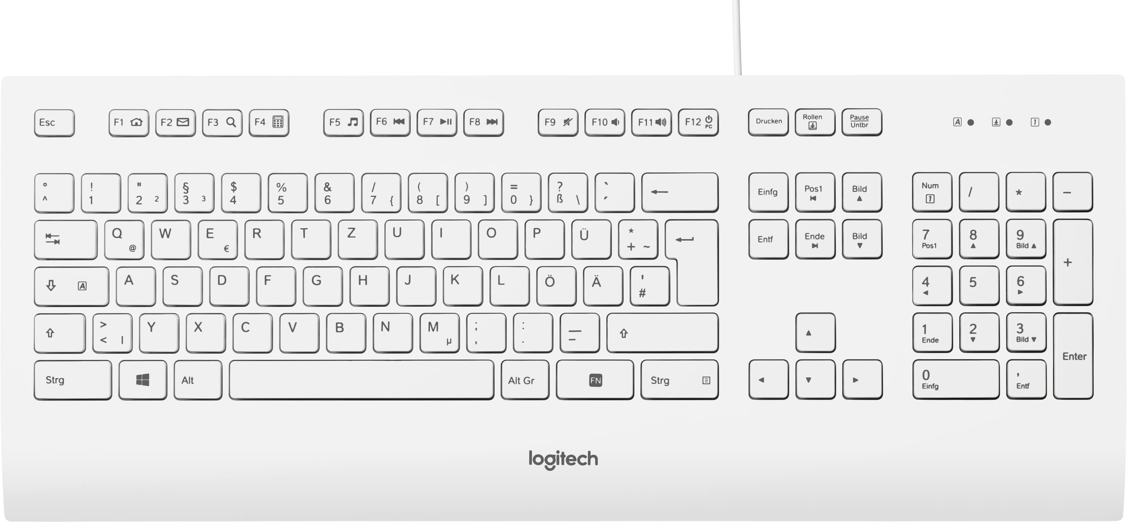 Clavier Logitech K280e, USB, blanc DE, Professionnel