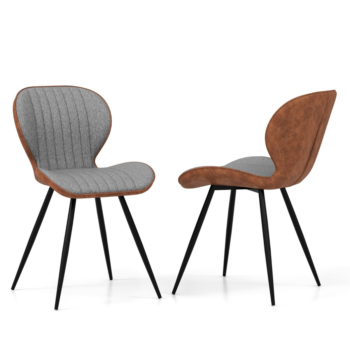 Ensemble de 2 Chaises de Salle à Manger sans Accoudoirs avec Dossier Courbé Confortable pour Salon C